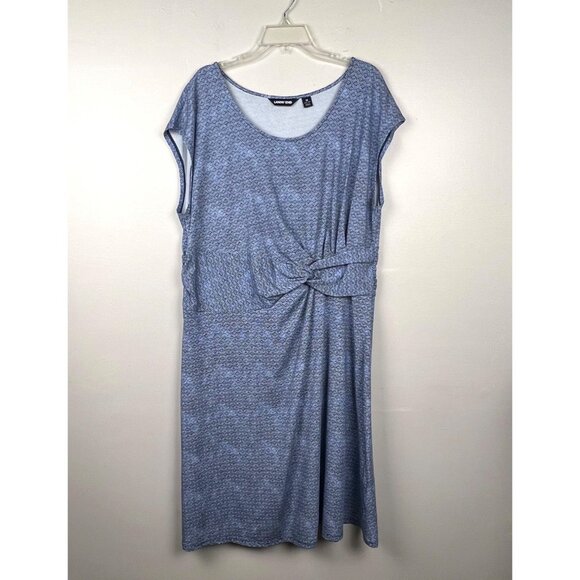 Lands' End Women's Blue Wave Cap Sleeveless Twist Waist Midi Dress Size 1X - Picture 1 of 6